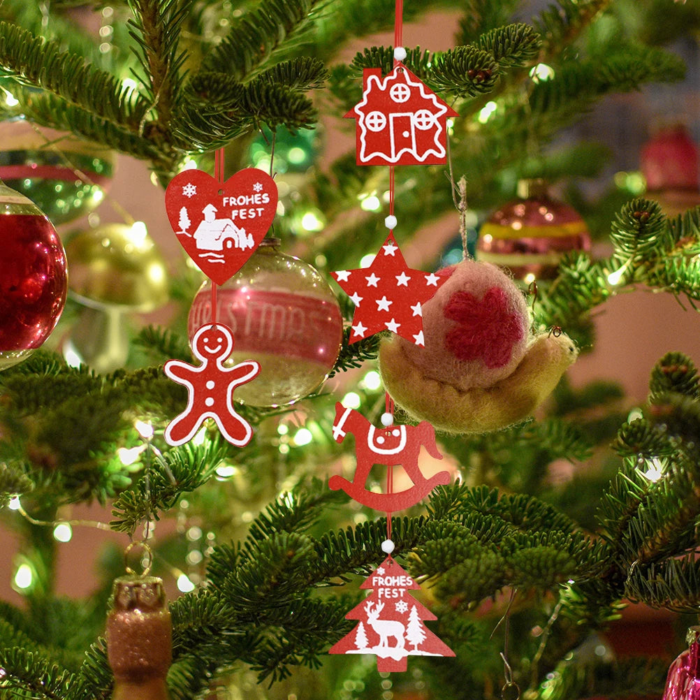 Wooden Christmas Tree Hanging Ornaments