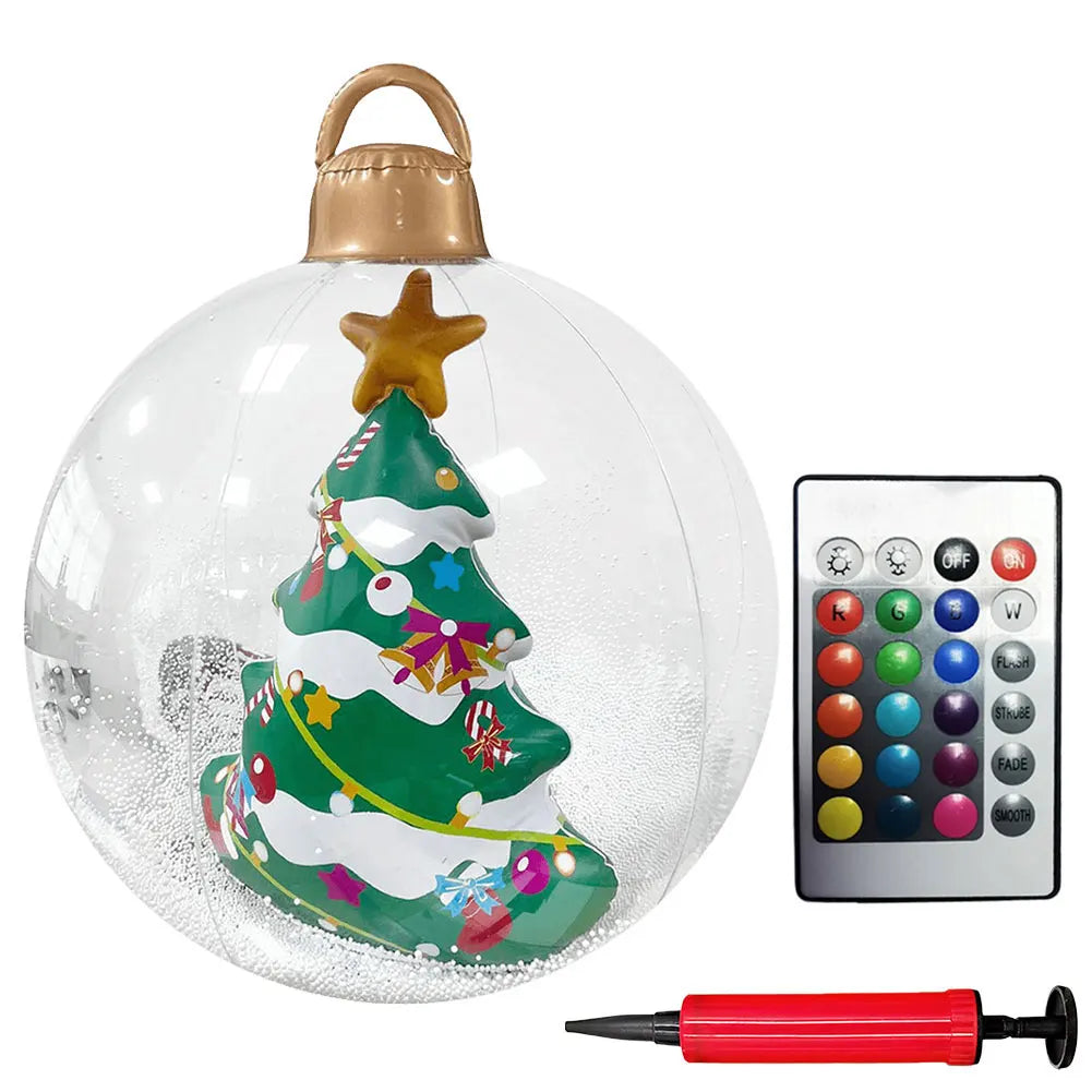 24-Inch Light Up PVC Inflatable Christmas Ball – Giant Outdoor Holiday Decoration