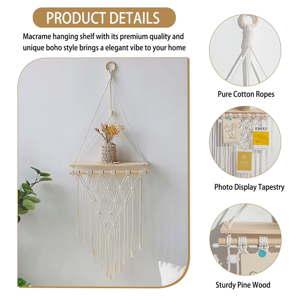 Macramé Wall Hanging Shelf Floating Wall Shelf