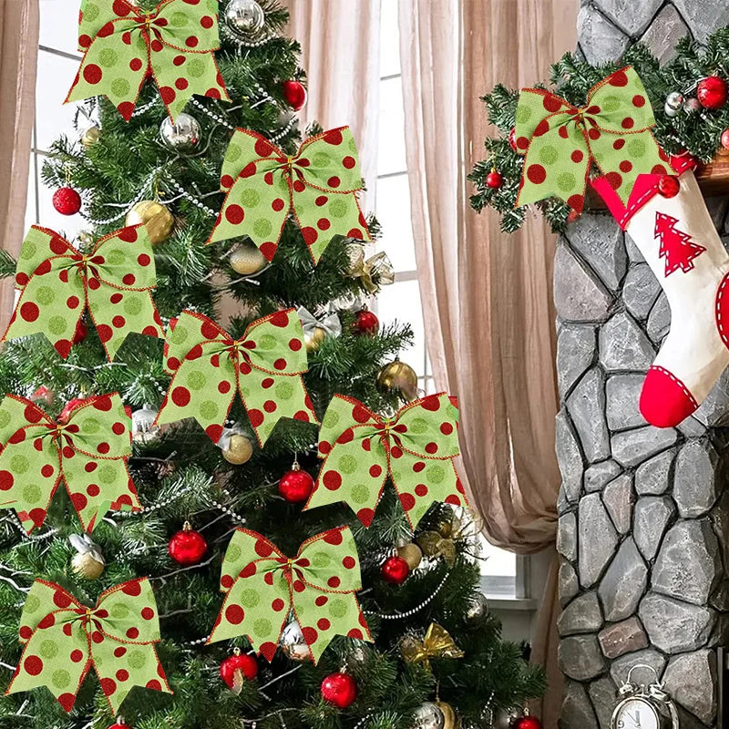 Red & Green Polka Dot Christmas Bows