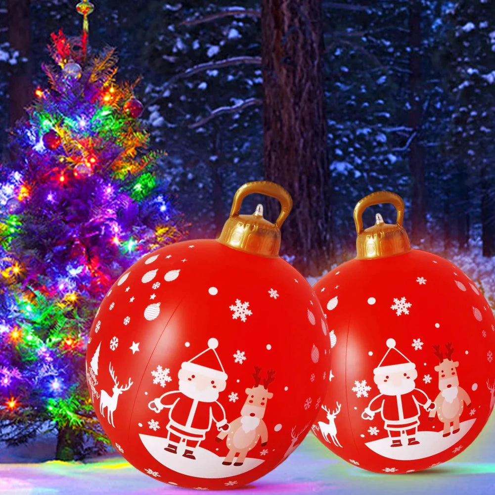 24-Inch Light Up PVC Inflatable Christmas Ball – Giant Outdoor Holiday Decoration