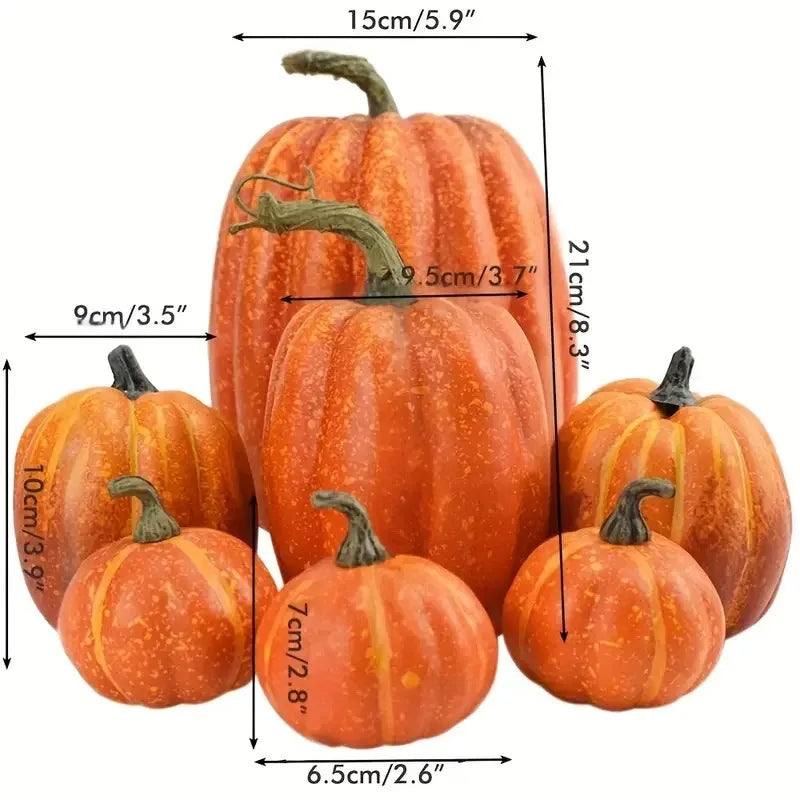 7pcs Artificial Pumpkin Set - Halloween Decor