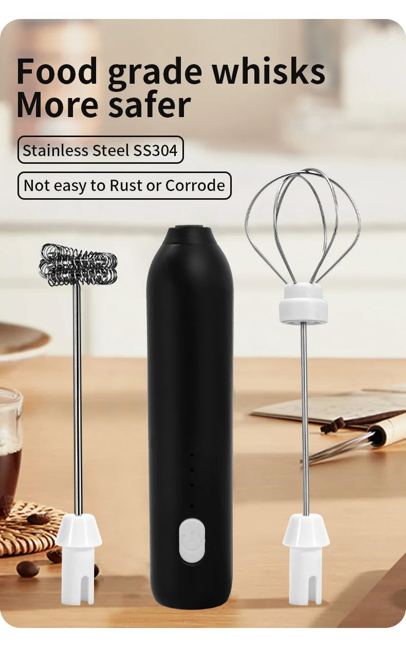 Upgraded USB Rechargeable Handheld Frother – 3-Speed Milk Whisk, Egg Beater & Mini Blender