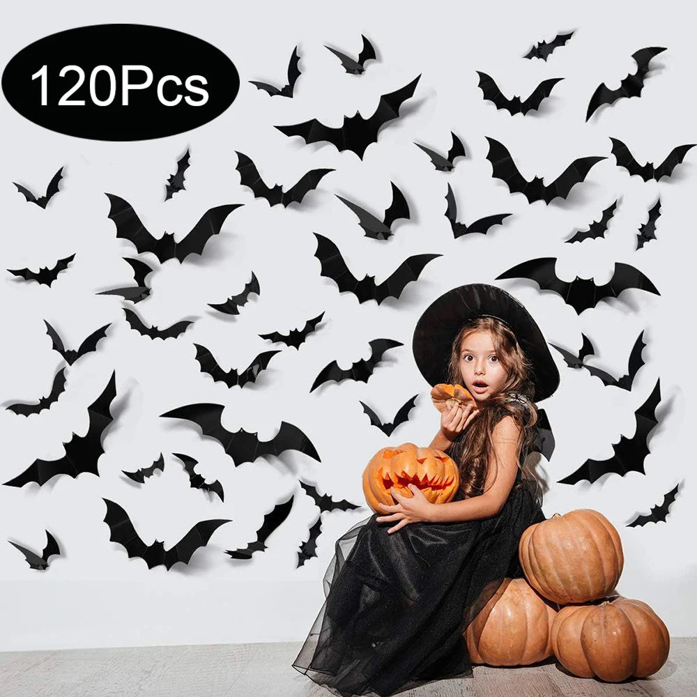 3D PVC Halloween Bat Wall Decorations