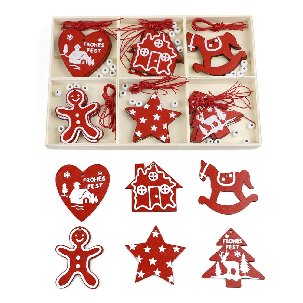 Wooden Christmas Tree Hanging Ornaments