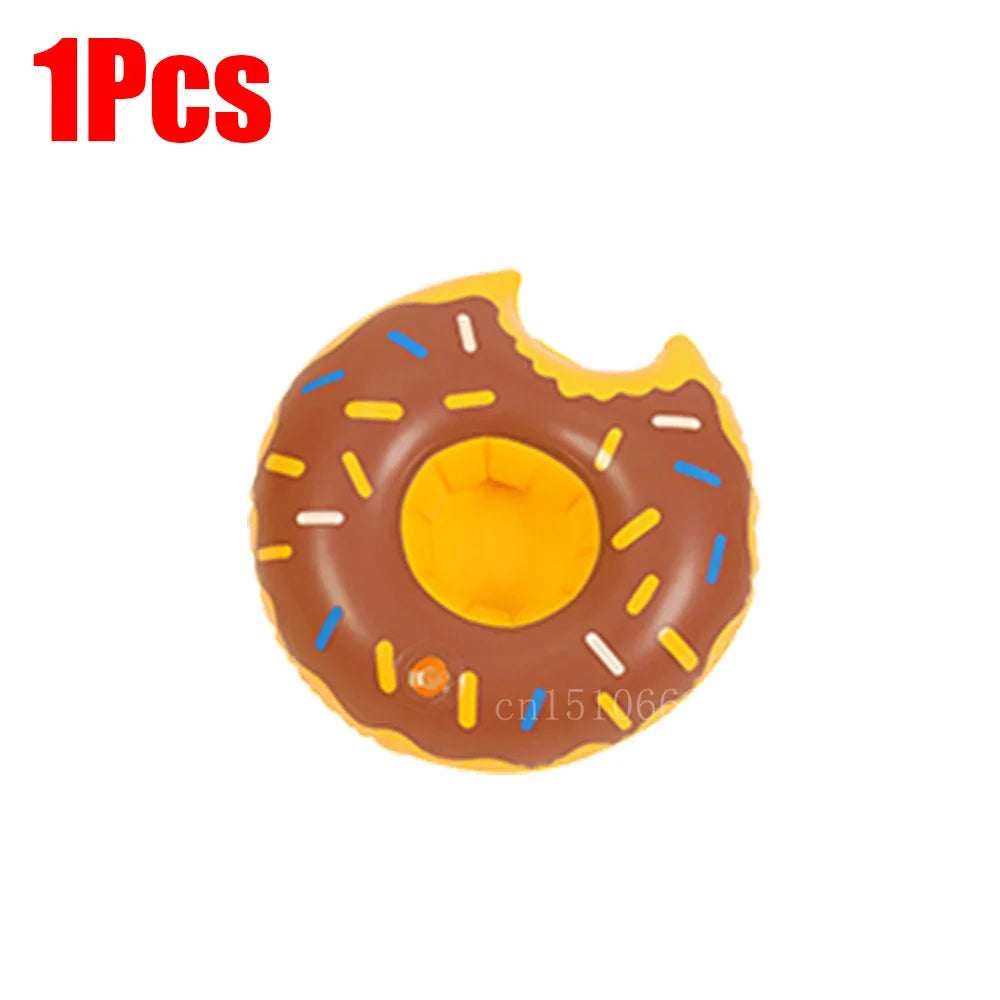 Bring tropical vibes to your next beach day or pool party with this Mini Coconut Tree & Flamingo Inflatable Drink Holder ! Made from durable PVC, it's lightweight, easy to inflate, and keeps your beverage floating right beside you.