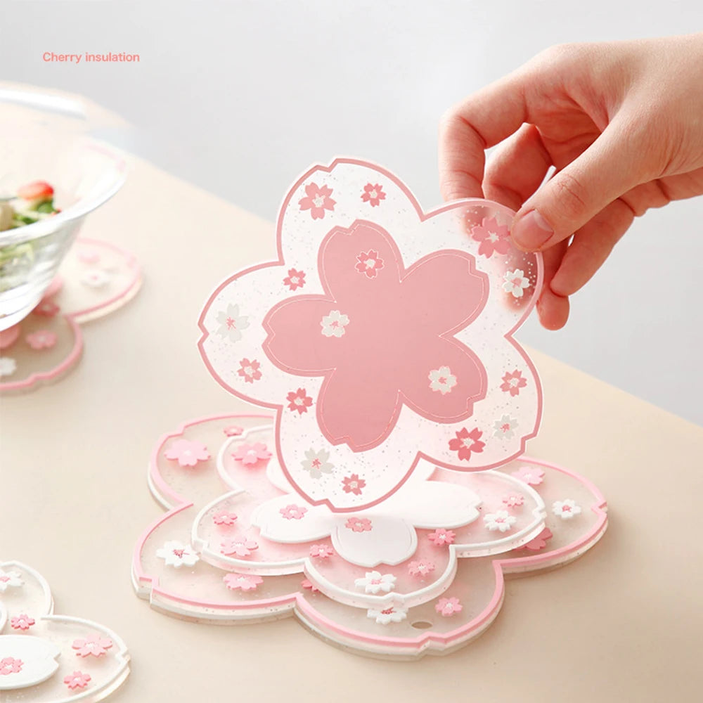 Kawaii Cherry Blossom Tea Coaster Mat