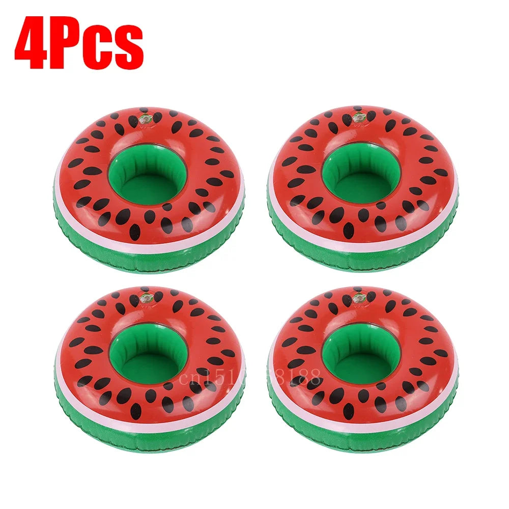 Bring tropical vibes to your next beach day or pool party with this Mini Coconut Tree & Flamingo Inflatable Drink Holder ! Made from durable PVC, it's lightweight, easy to inflate, and keeps your beverage floating right beside you.