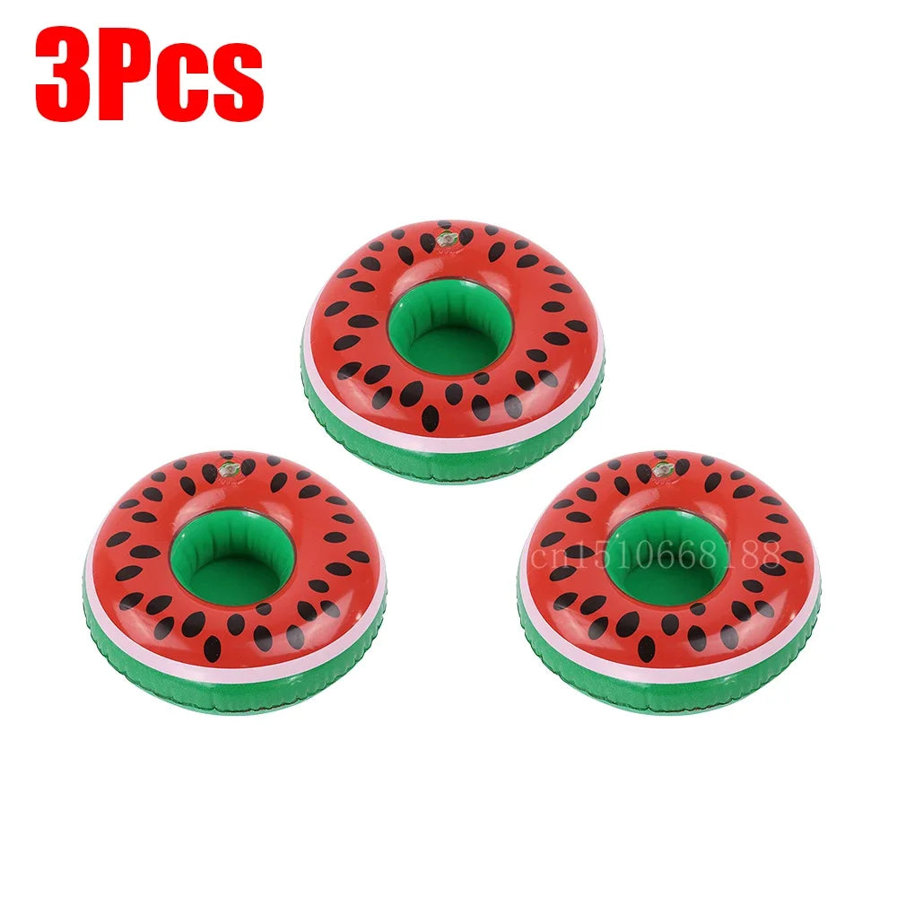 Bring tropical vibes to your next beach day or pool party with this Mini Coconut Tree & Flamingo Inflatable Drink Holder ! Made from durable PVC, it's lightweight, easy to inflate, and keeps your beverage floating right beside you.