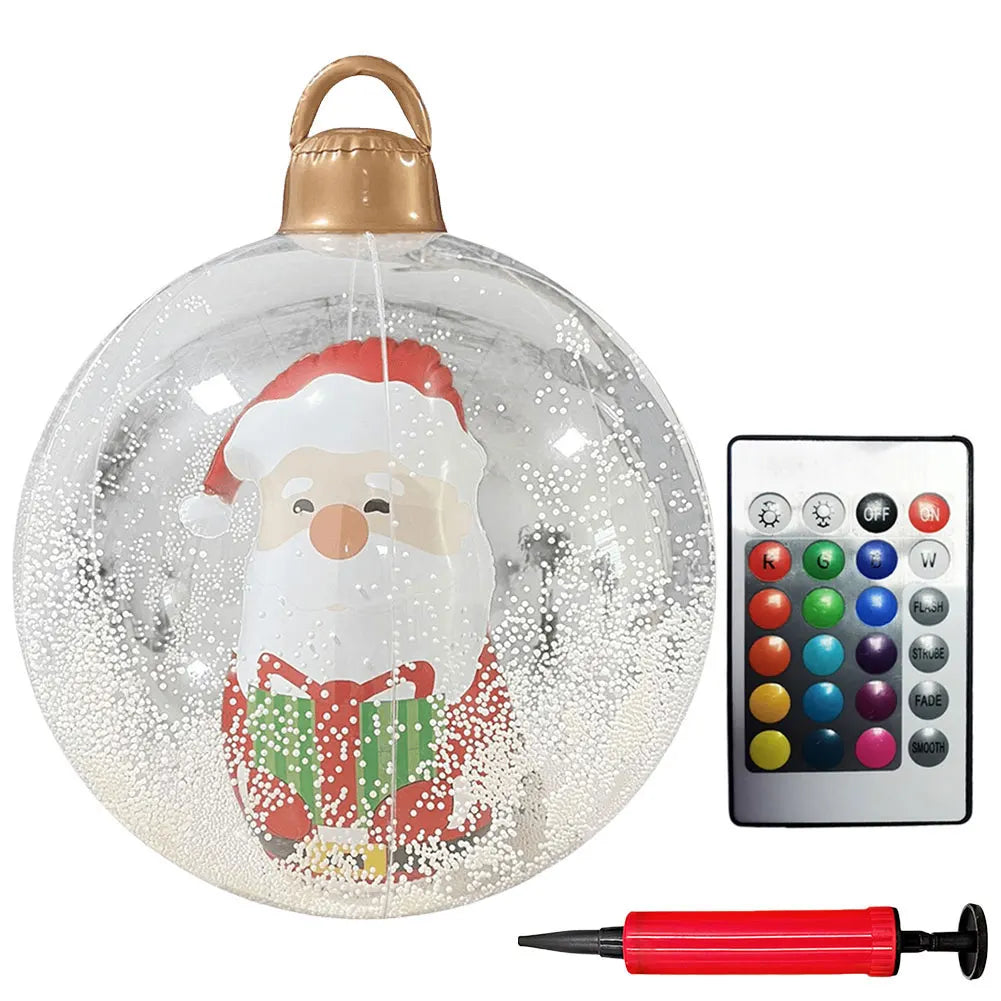 24-Inch Light Up PVC Inflatable Christmas Ball – Giant Outdoor Holiday Decoration