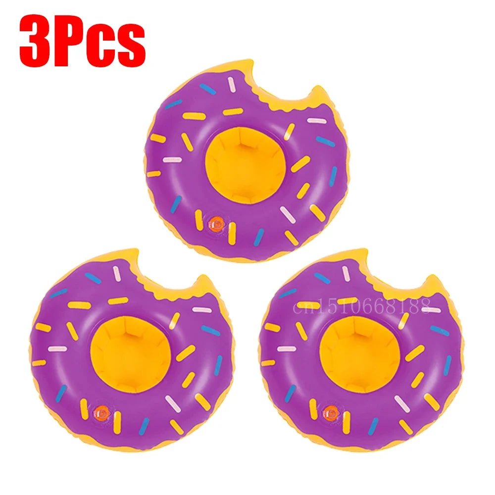 Bring tropical vibes to your next beach day or pool party with this Mini Coconut Tree & Flamingo Inflatable Drink Holder ! Made from durable PVC, it's lightweight, easy to inflate, and keeps your beverage floating right beside you.