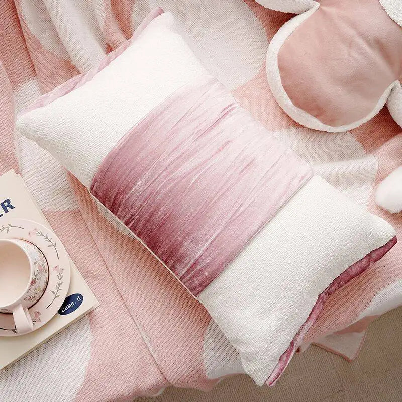 Pink Embroidered Decorative Cushion Cover – Floral Design