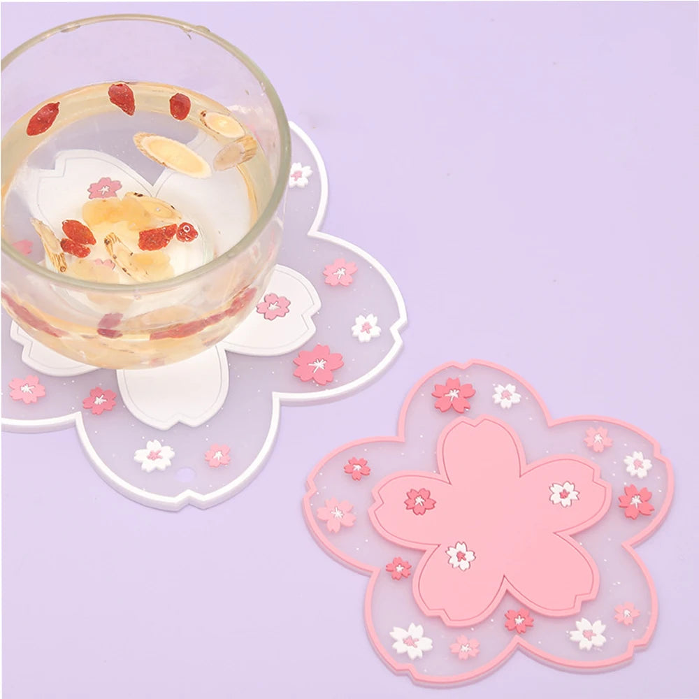 Kawaii Cherry Blossom Tea Coaster Mat