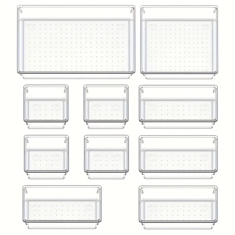 Set of clear plastic containers on a white background