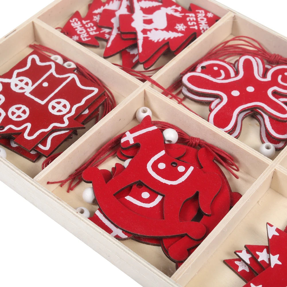 Wooden Christmas Tree Hanging Ornaments