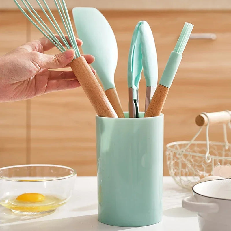 Food Grade Silicone Kitchen Cookware Utensils Set of 12