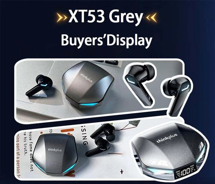 Lenovo Think Plus XT53 Wireless Earbuds – Bluetooth 5.4 Gaming Headset with LED Display & Long Battery Life