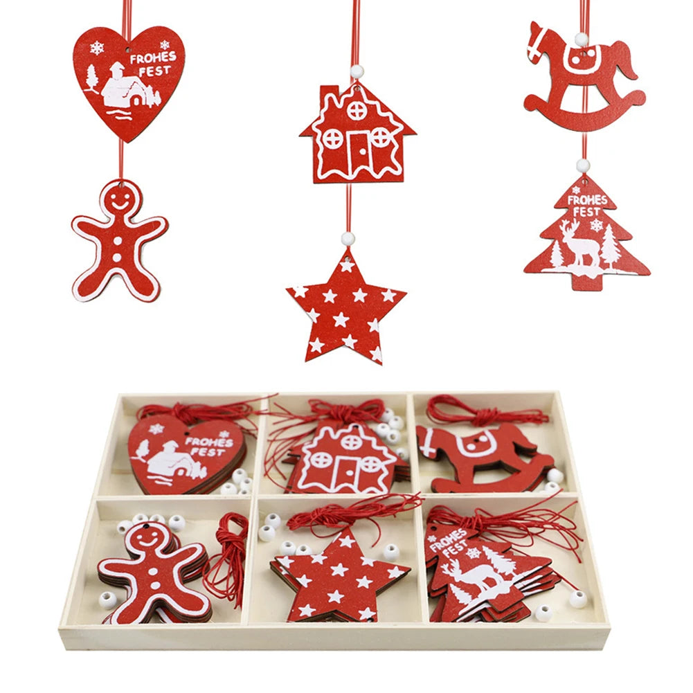 Wooden Christmas Tree Hanging Ornaments