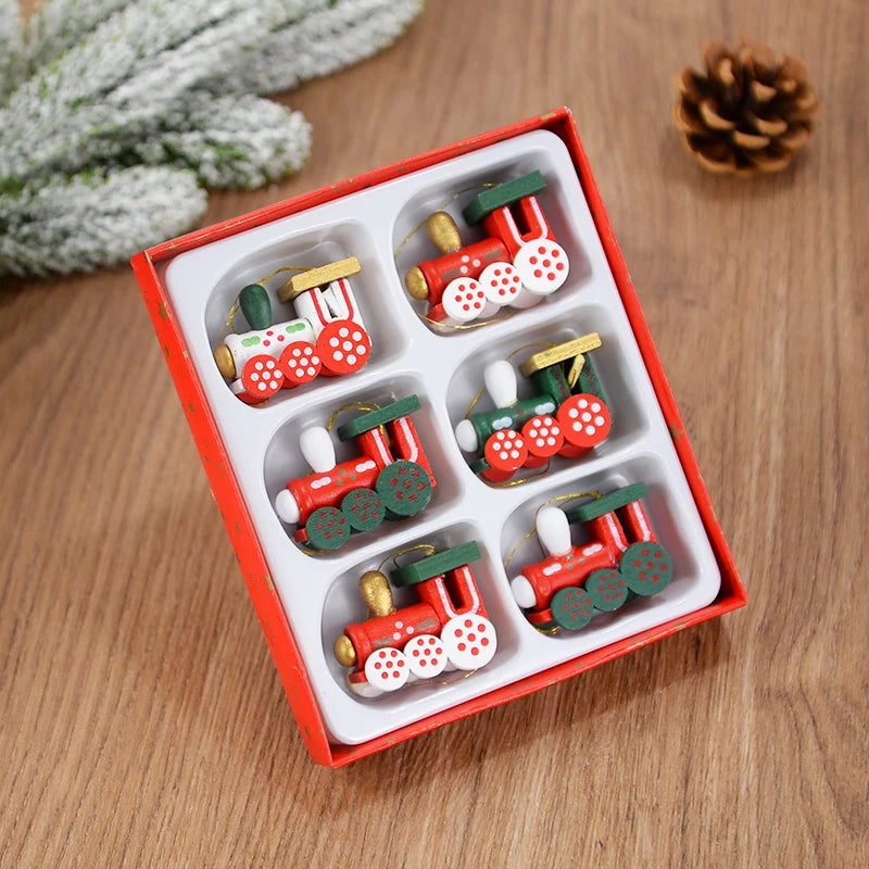 Wooden Train Christmas Ornaments