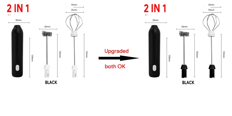 Upgraded USB Rechargeable Handheld Frother – 3-Speed Milk Whisk, Egg Beater & Mini Blender