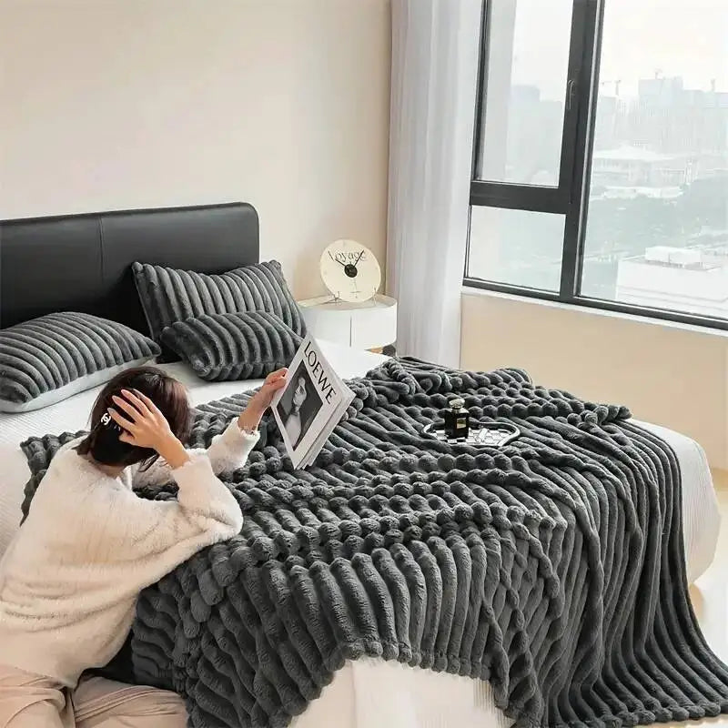 Cozy Korean-Style Thick Flannel Blanket