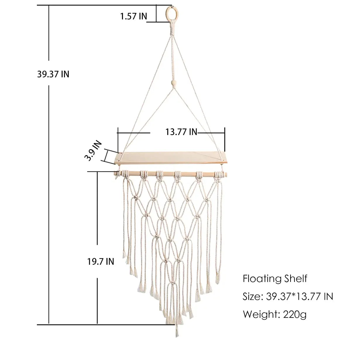 Macramé Wall Hanging Shelf Floating Wall Shelf