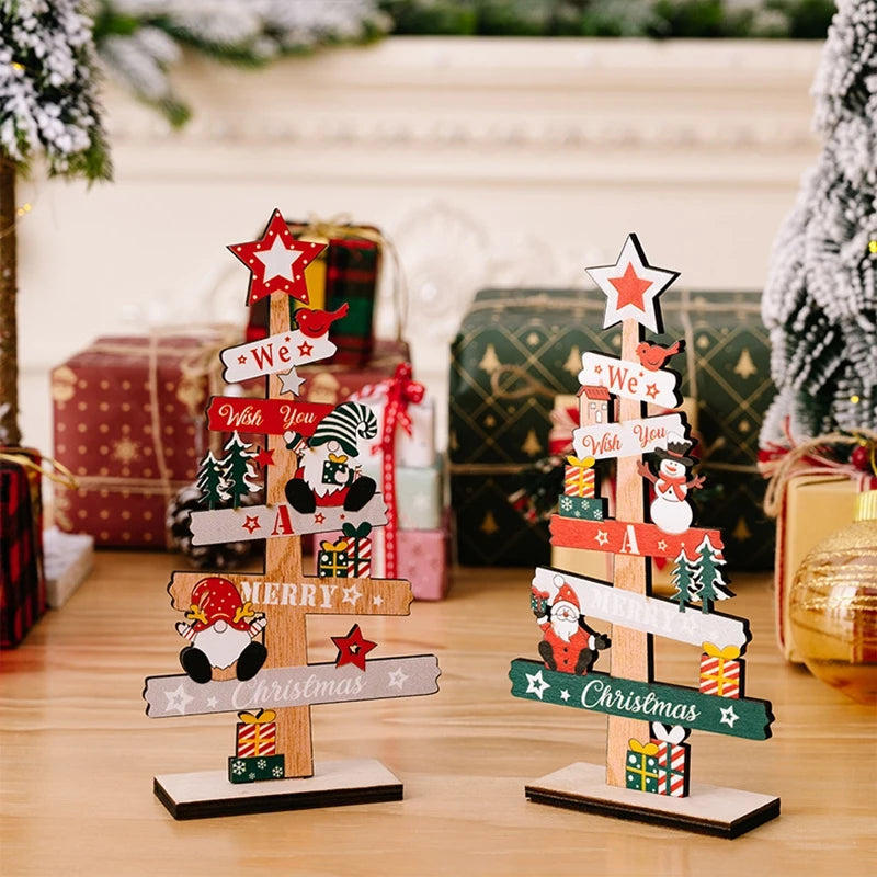 Wooden Christmas Tree Desktop Ornament