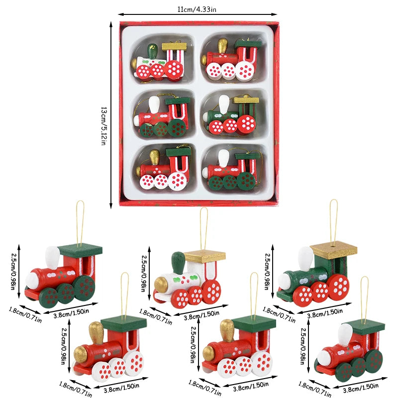 Wooden Train Christmas Ornaments