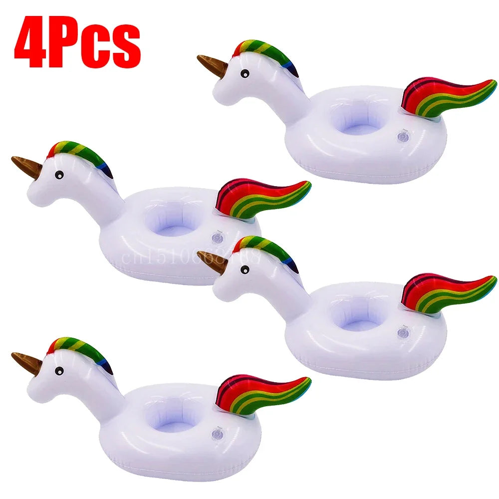 Bring tropical vibes to your next beach day or pool party with this Mini Coconut Tree & Flamingo Inflatable Drink Holder ! Made from durable PVC, it's lightweight, easy to inflate, and keeps your beverage floating right beside you.