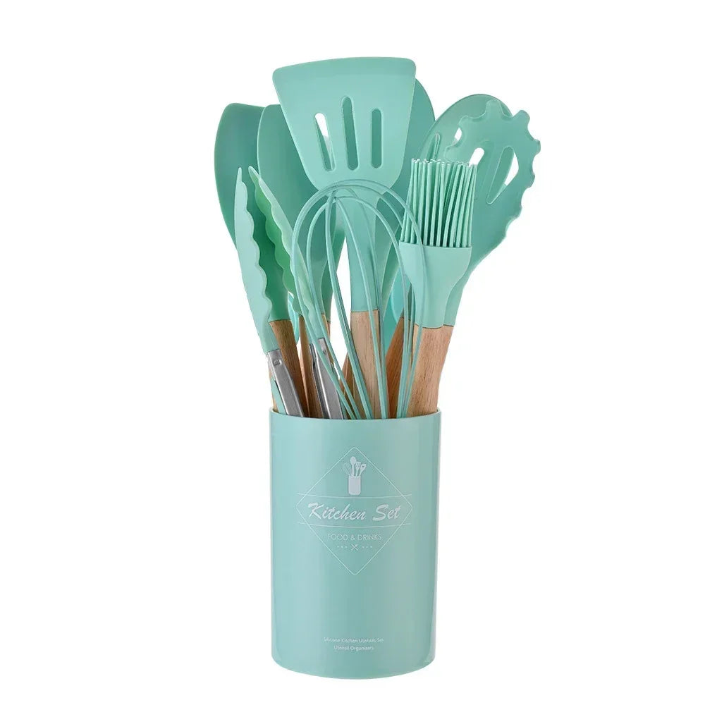 Food Grade Silicone Kitchen Cookware Utensils Set of 12