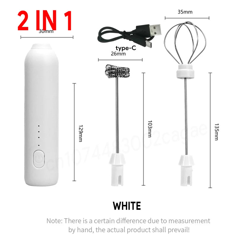 Upgraded USB Rechargeable Handheld Frother – 3-Speed Milk Whisk, Egg Beater & Mini Blender