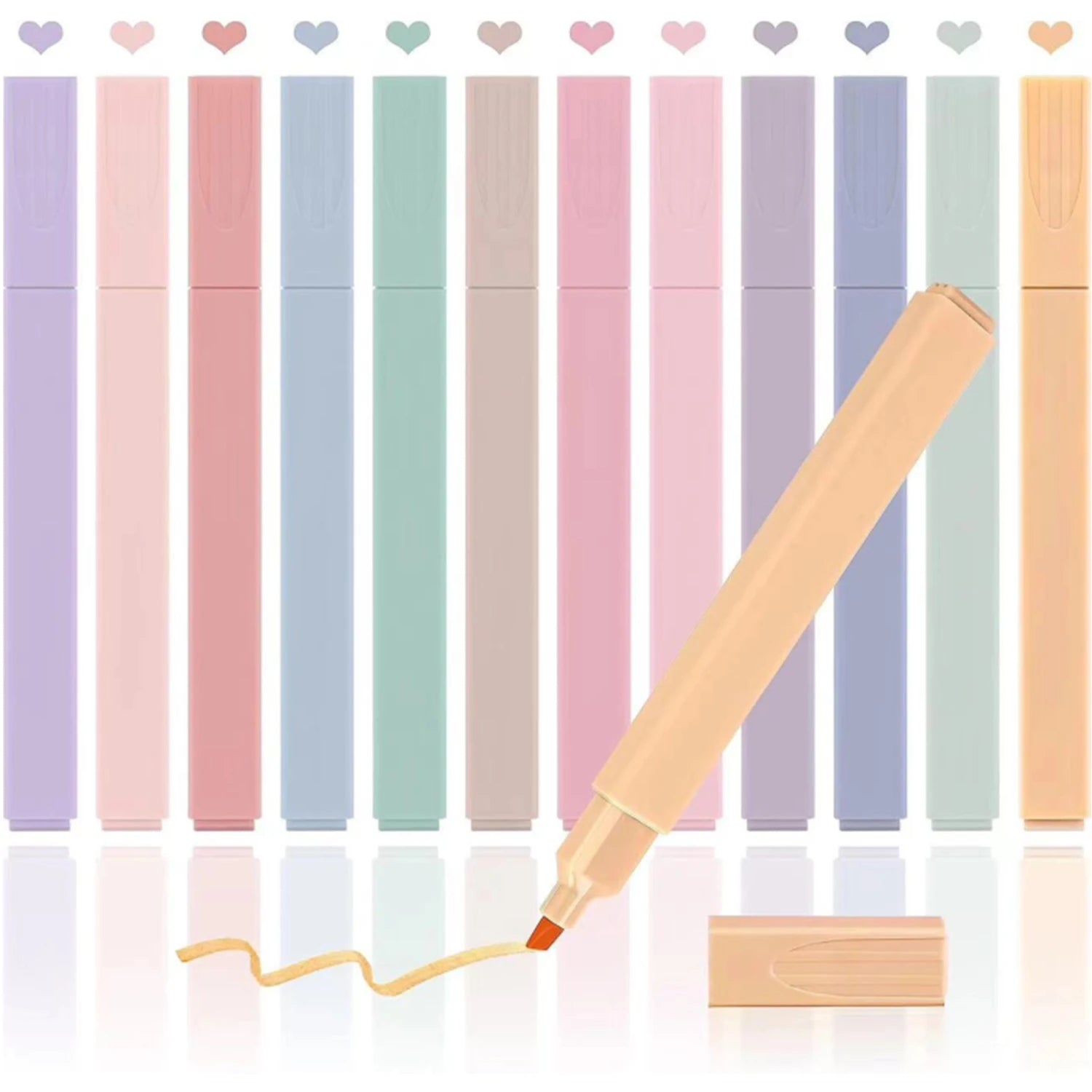 Aesthetic Cute Pastel Highlighter Pens 12 Colors