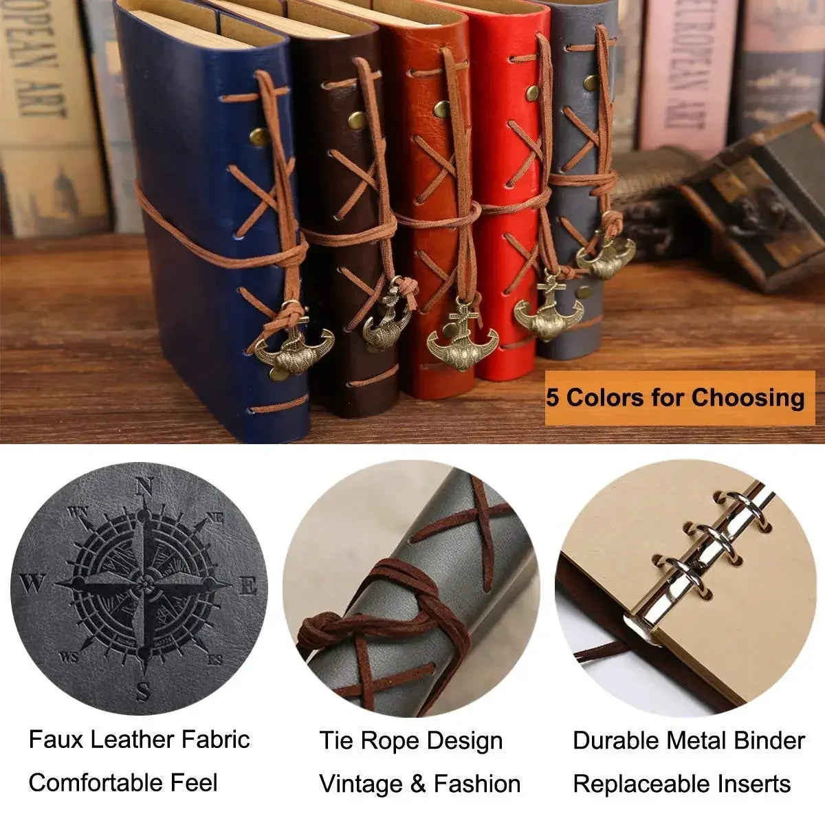 Retro Notebooks Agenda Binder Leather Cover