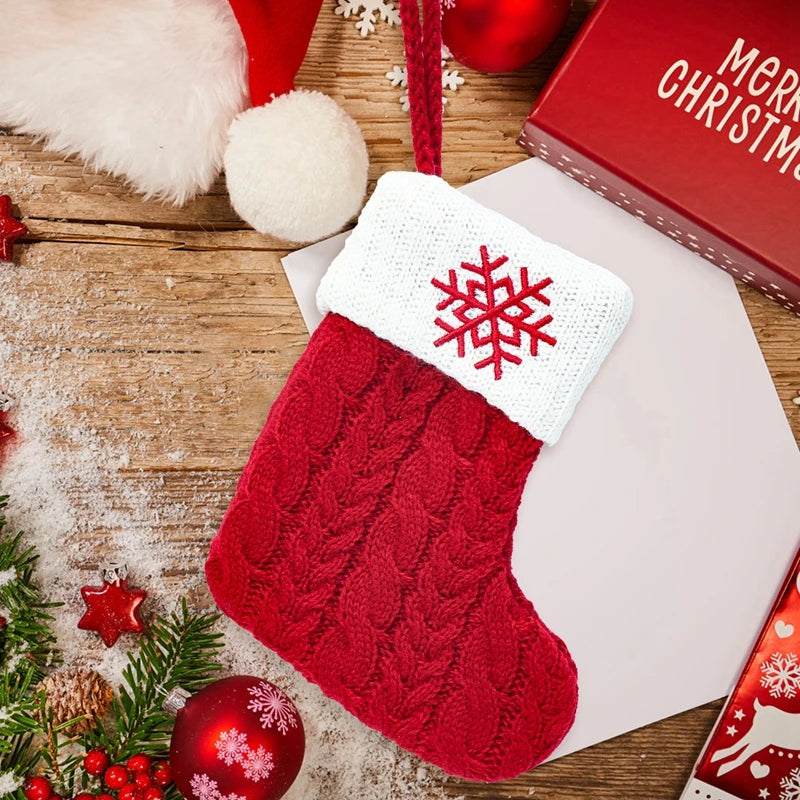 Knitted Christmas Socks – Snowflake & Letter Design